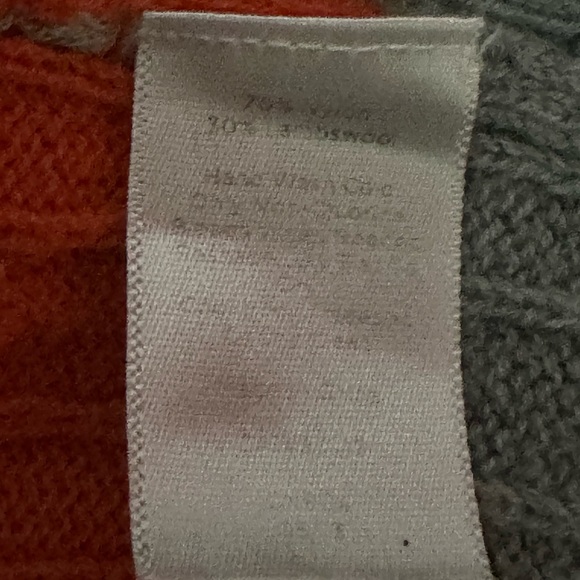 Talbots Lambswool Blend Women’s Grey Orange Striped Sweater Size Medium - Picture 6 of 6